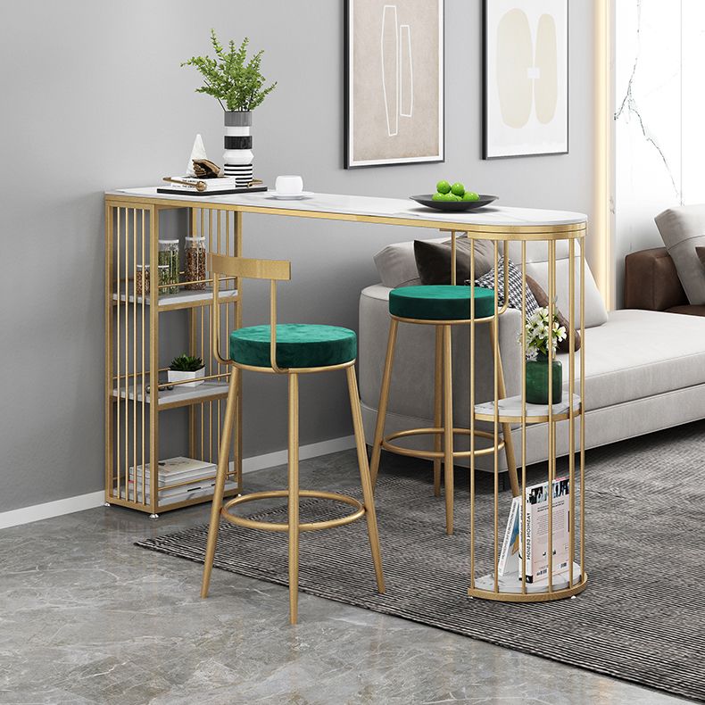 Modern Bar Dining Table Indoor Bar Height Table with Iron Base 42-Inch Top