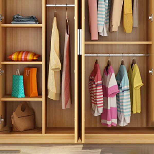 Contemporary Style Wardrobe Closet Wood Combination Armoire for Bedroom