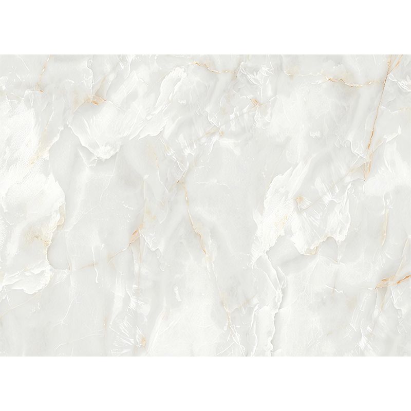 Contemporary Marble Wall Covering in Yellow and White Bedroom Mural Wallpaper, Custom-Printed