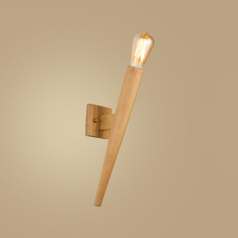 Japanese Style Wood Wall Light Geometric Shape Wall Sconce Lamp Fixture for Bedroom