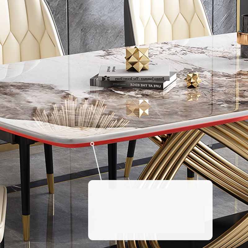 Nordic Glam Rectangle Sintered Stone Table Set 1/4/5/7 Pieces Dining Set