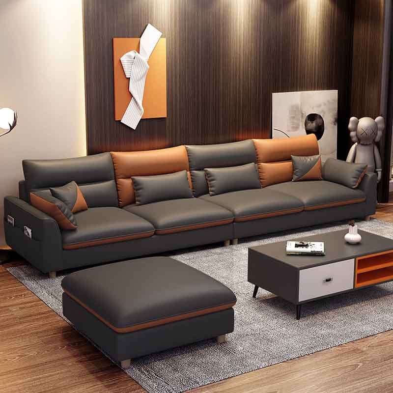 Contemporary Square Arm Sofa with Loose Back for Living Room, Apartment
