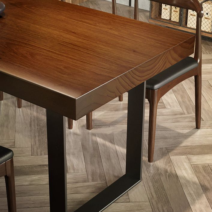 Industrial Dining Table with Sled Base Rectangle Wood Dining Table in Brown