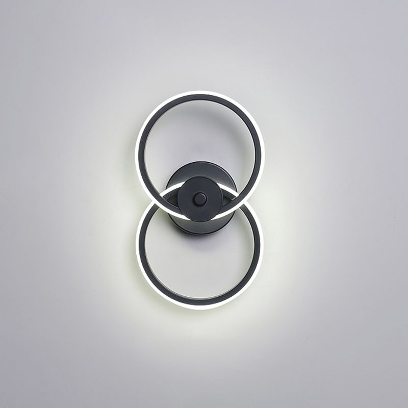 Ring Flush Monte Mural apliques Minimalista Acrílico Ideas de iluminación de pared LED Black/White en luz cálida/blanca