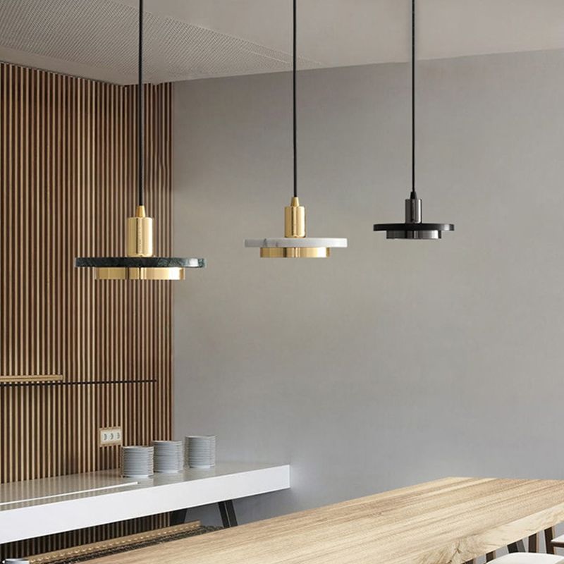 Post-modern Round Pendant Lamp Marble Dining Room LED Hanging Light Fixture