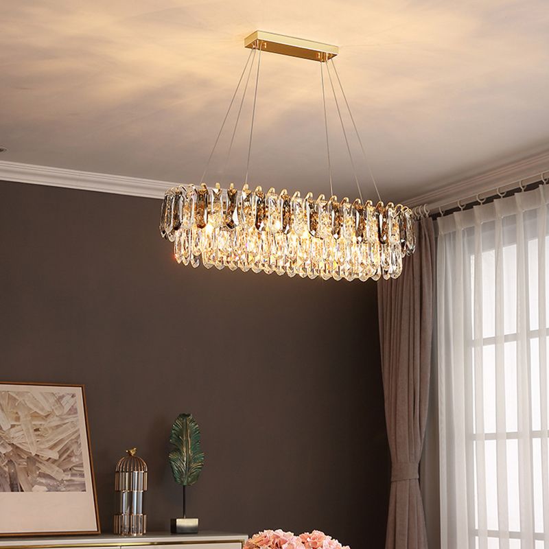 Crystal LED Island Light Modern Minimalism Living Room Hanging Chandelier