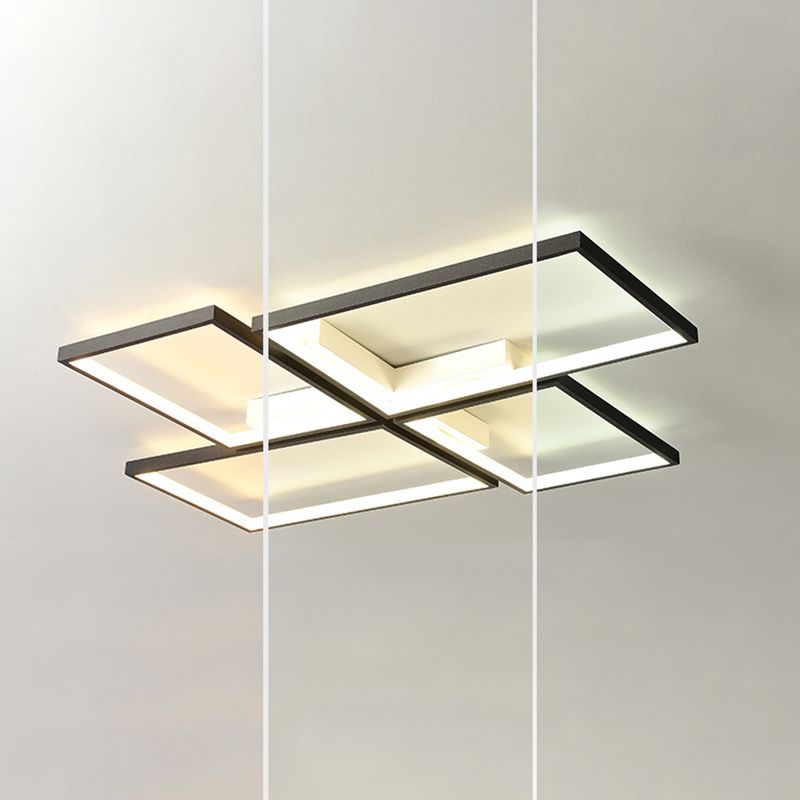 Plafonnier rectangulaire en acrylique, style minimaliste, LED, plafonnier encastré, noir