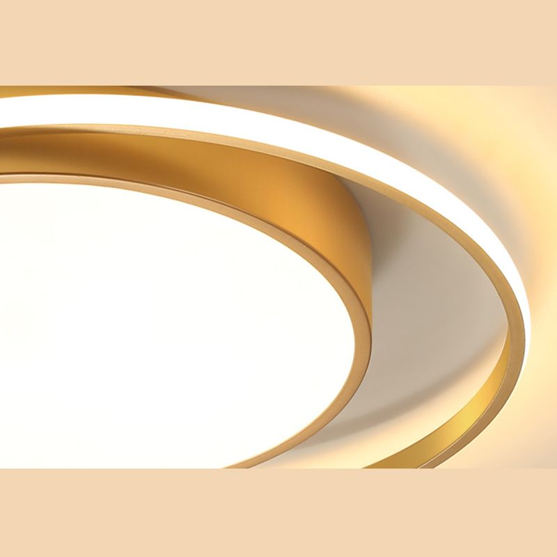 Luminaire de plafond encastré en métal à tambour circulaire, plafonnier LED doré de Style milieu du siècle pour salon