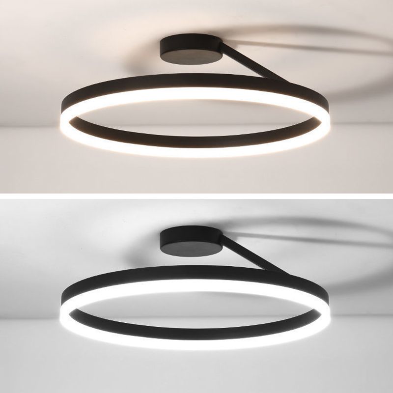 Minimalisme Cirkel LED-plafondlamp Eigentijdse stijl Acryl Semi-inbouwlamp voor slaapkamer-eetkamer