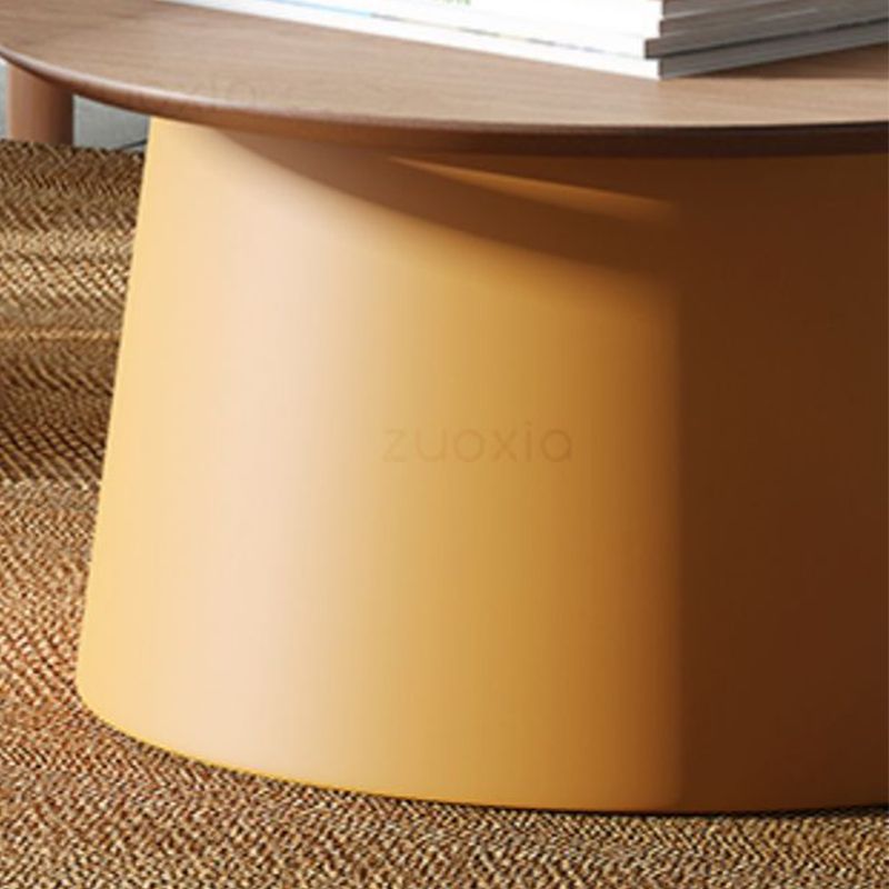 Modern Style Round Acrylic/wood Table with One Foot Base Coffee Table