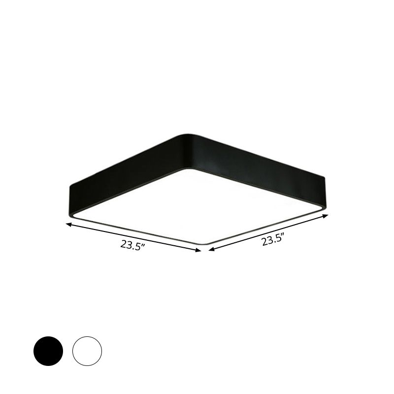 Nordic Square Flush Mount Lamp Acrylic Office LED Ceiling Light in Black/White, 16"/23.5"/39" Wide