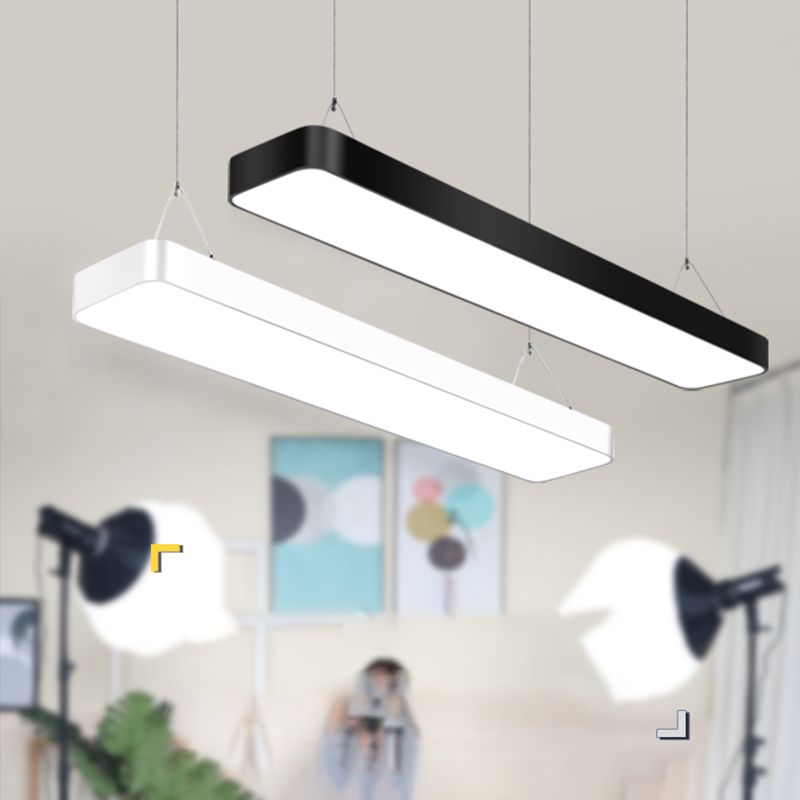 Rechthoek eiland plafondlicht moderne metalen keukeneilandverlichting met acryl schaduw