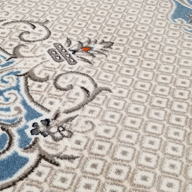 Rapis bleu traditionnel Rapier antique Rapier polyester Tapis résistant aux taches pour la décoration intérieure