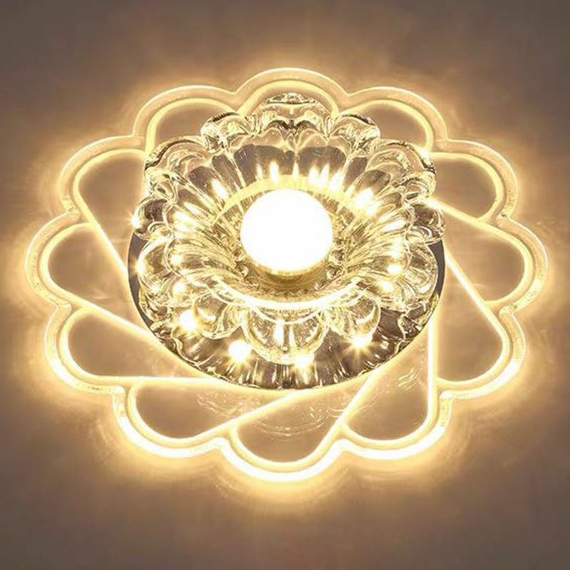 Éclairage encastré en cristal en forme de fleur luminaire encastré LED transparent minimaliste