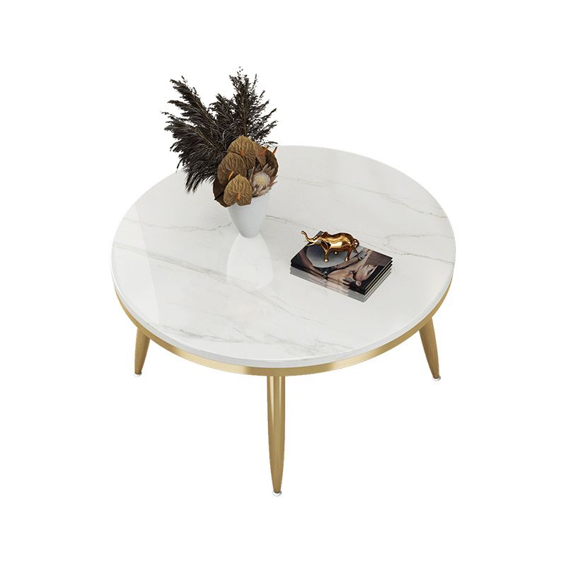 17"H Contemporary Coffee Table Round Stone Coffee Cocktail Table