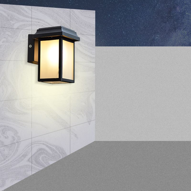 Modern Aluminum Wall Light Black Box Shape Wall Sconce with Glass for Patio