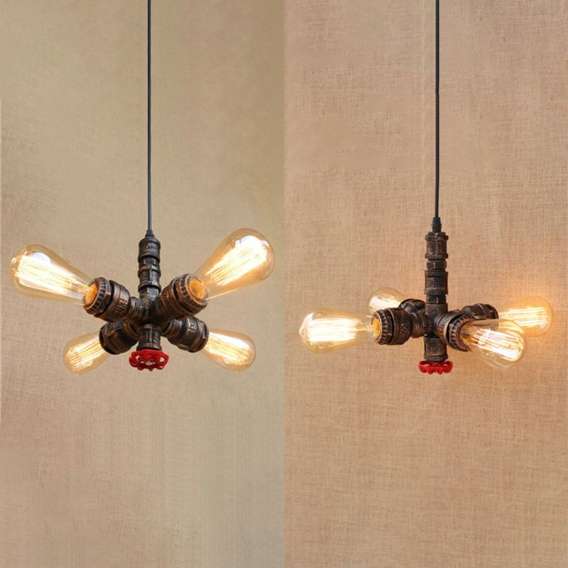Metal Chandelier Light Fixture Water Pipe Industrial Style Chandelier Pendant Light