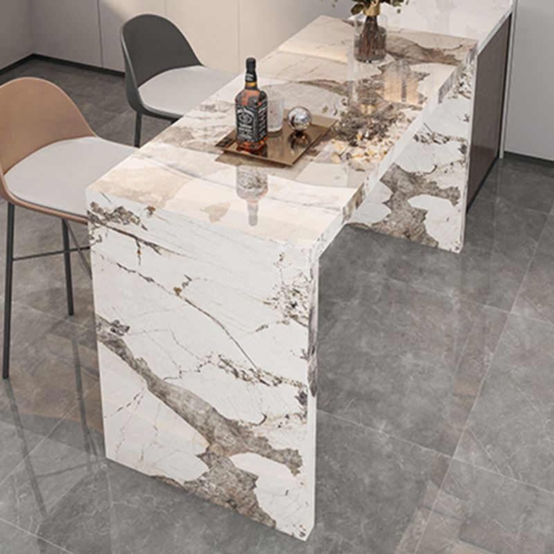 Modern Stone Bar Dining Table Rectangle Bar Table for Small Places