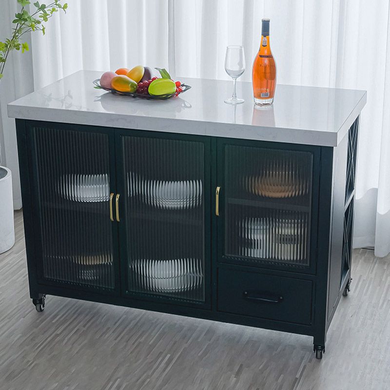 Modern Rectangular Prep Table Rolling Dining Room Kitchen Trolley