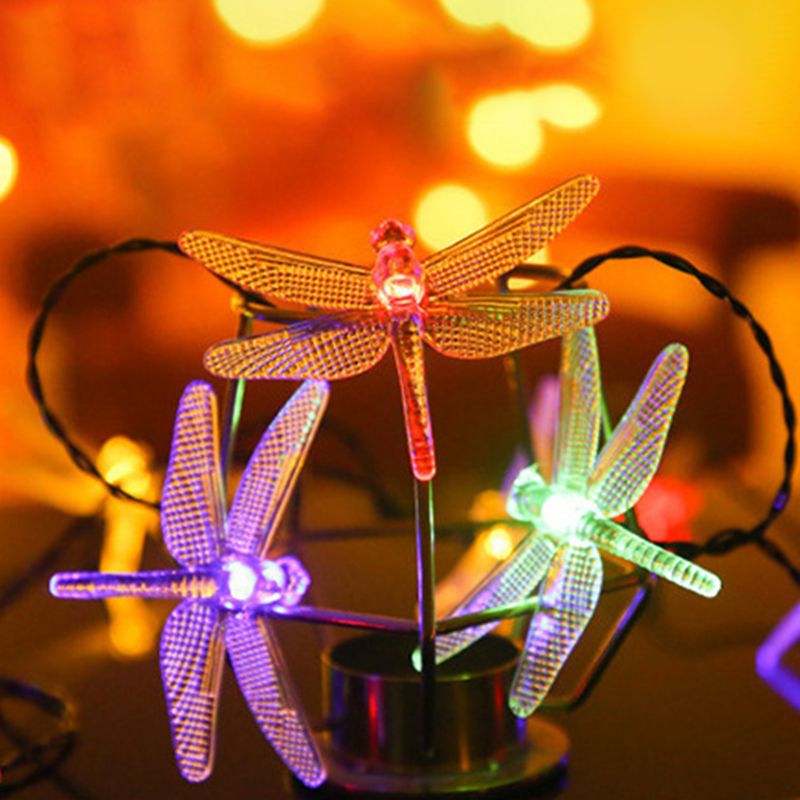 Dragonfly Solar String Light Nordic Style Plastic Outdoor Landscape Light