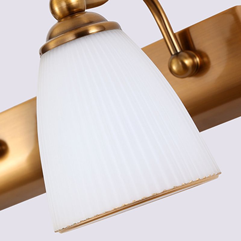 Traditional Bronze Wall Mounted Light White Glass Vanity Wall Lamps for Bathroom