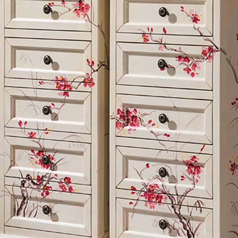 Traditional Vertical Home Chest Wooden Storage Chest with Drawers