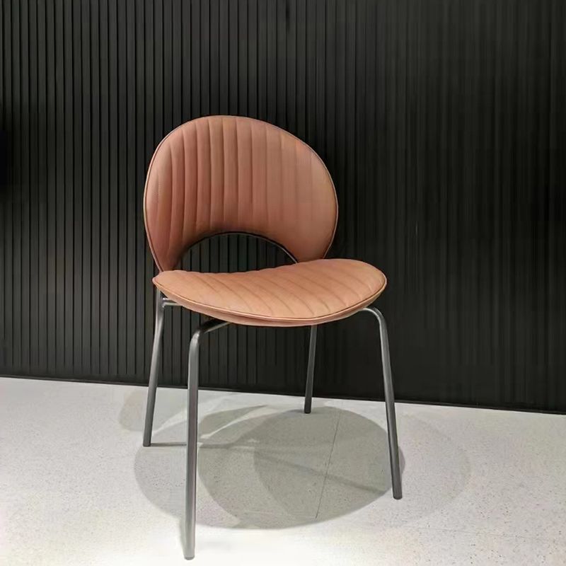 Indoor-Outdoor Curved Side Chair Open Back Dining Upholstered Chair