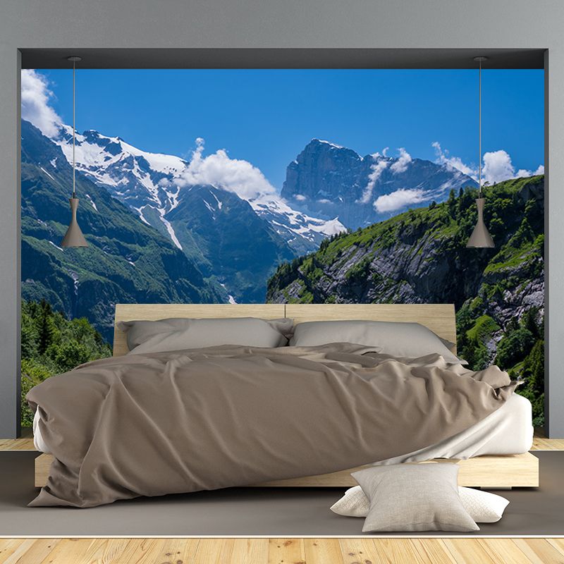 Photography Snowy Mountain Mural Wallpaper for Guest Room Decor, Made to Measure