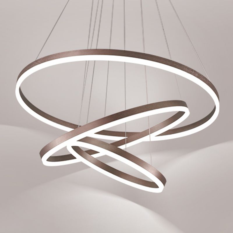 Circle Shape Metal Pendant Light Fixtures Modern Style Hanging Light Fixtures in Brown