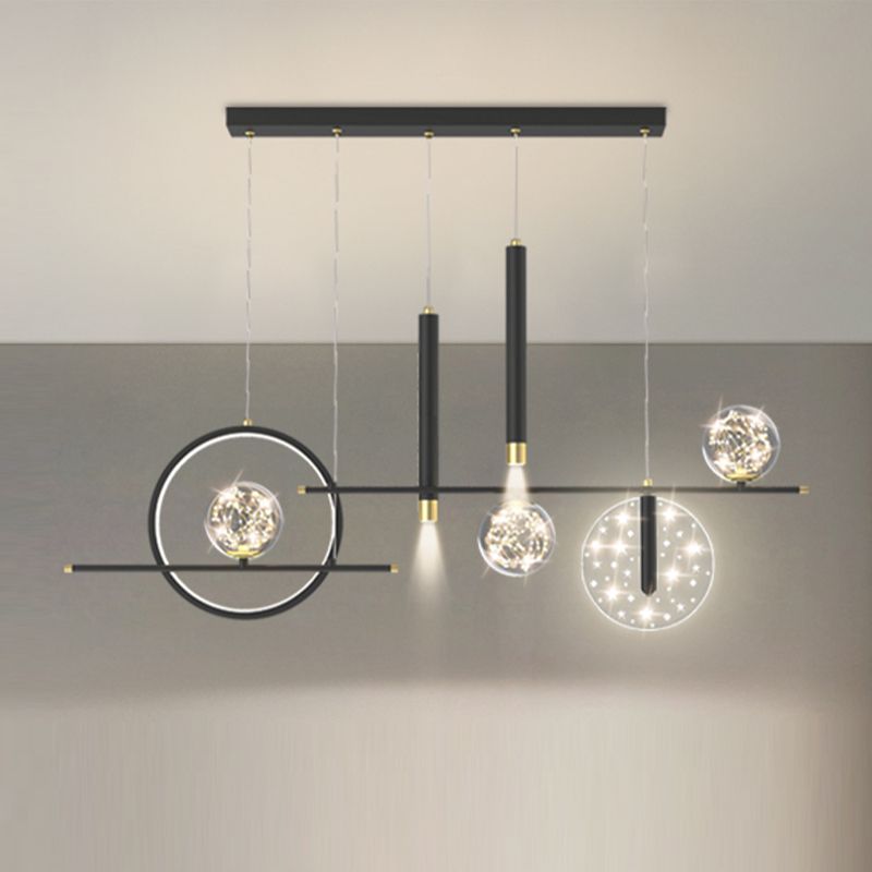 Modern Metal Ceiling Light Circle Shape Island Light with Plastic Shade for Living Room