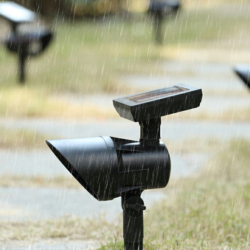 Plastic Angled Shade Spotlight Modern Black Solar Powered LED Stake Light for Patio