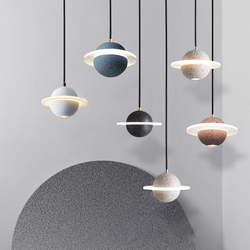 Multi lumières Suspension Round Pendentif Modern Style Stone Down Lighting