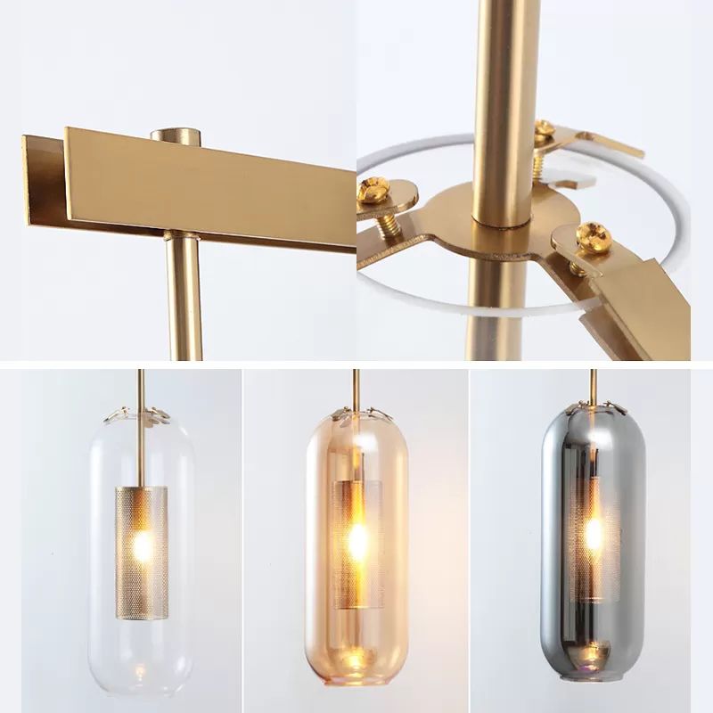 Applique murale de crayon en laiton moderne avec application de lampe de pendaison de mur en verre cylindrique