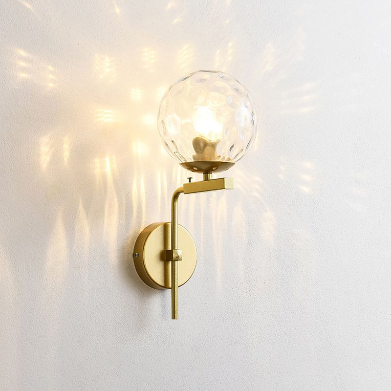 Iluminación de pared de sombra esférica de estilo nórdico 1 luces lámpara de apliques para dormitorio