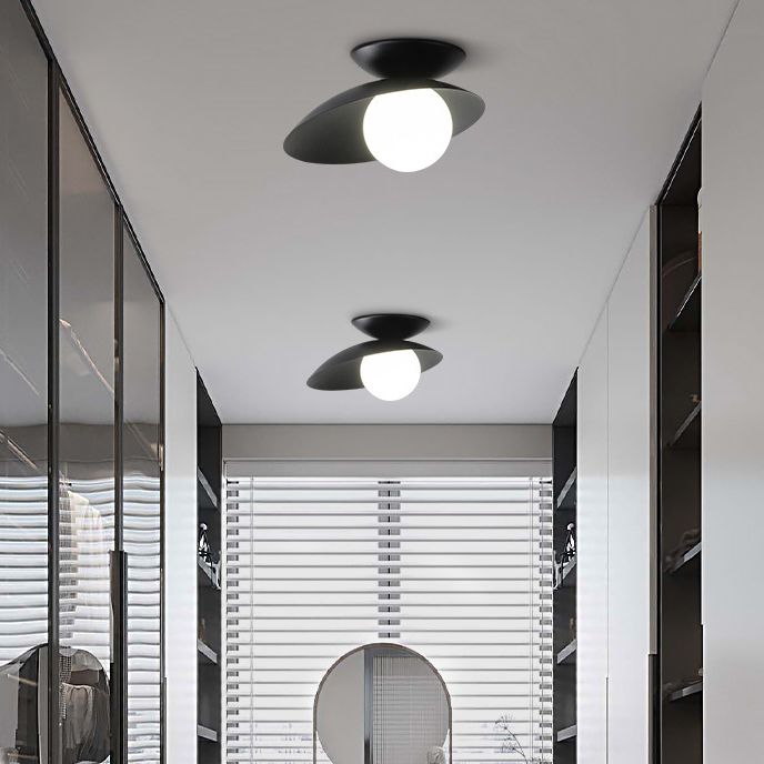 Single Black Flush Mount Lighting Unique Metal LED Ceiling Light