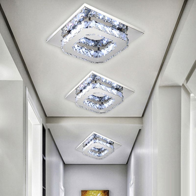 Geometrische semi-inbouwverlichting Minimalistische kristallen gang LED-inbouwarmatuur in roestvrij staal