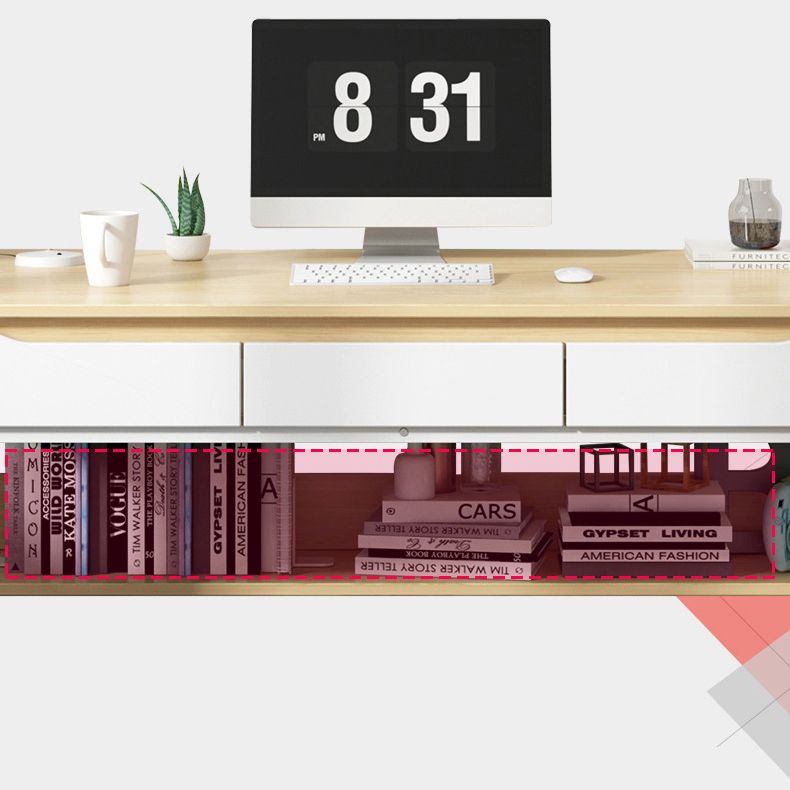 23"W Contemporary Writing Desk Rectangular Wooden Computer Desk with Drawers