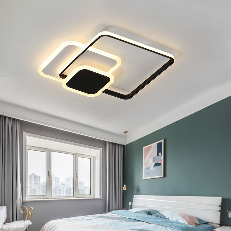 Moderne Eenvoud Acryl Flush Mount Lamps Slaapkamer Flush Mount Plafond Licht in Zwart