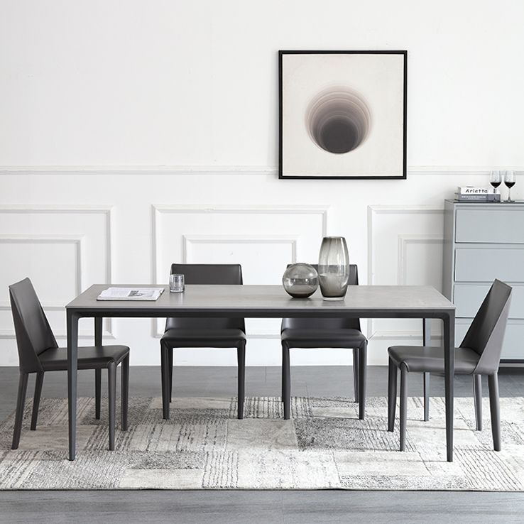 Mesa de comedor de piedra sinterizada de estilo industrial Mesa Base Metálica Mesa Rectángulo