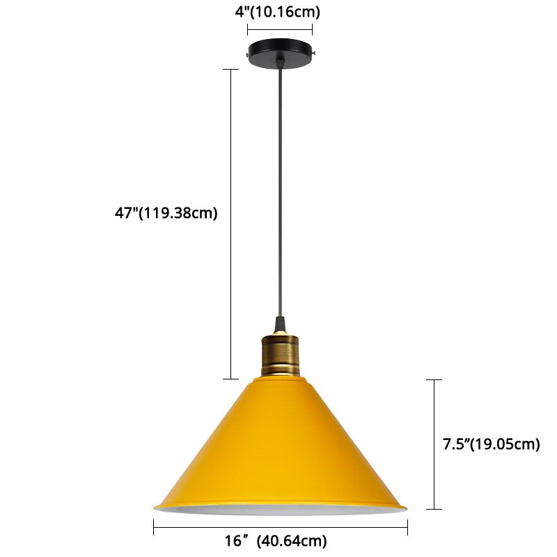 Metal Tapered Hanging Light Nordic Modern Style 1 Light Restaurant Ceiling Pendant Lamp