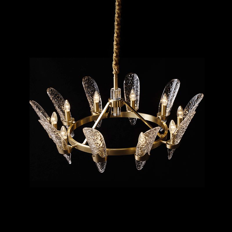 Multi Head Glass Chandelier Light Fixtures Modern Hanging Chandelier for Sitting Room