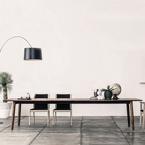 Contemporary Solid Wood Brown Table Rectangle Standard Dining Table for Kitchen
