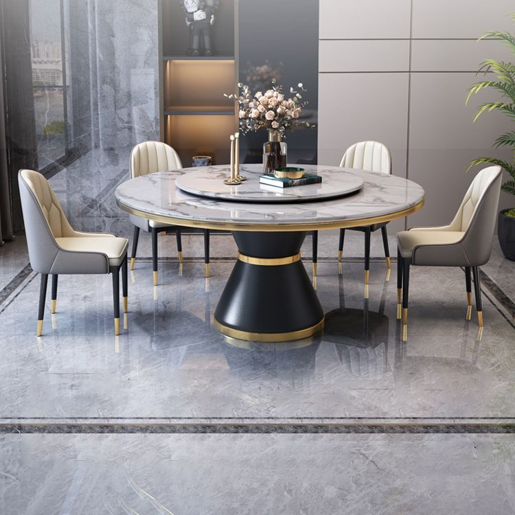 Marble Dining Table Luxury Style Single Pedestal Base Round Table for Home