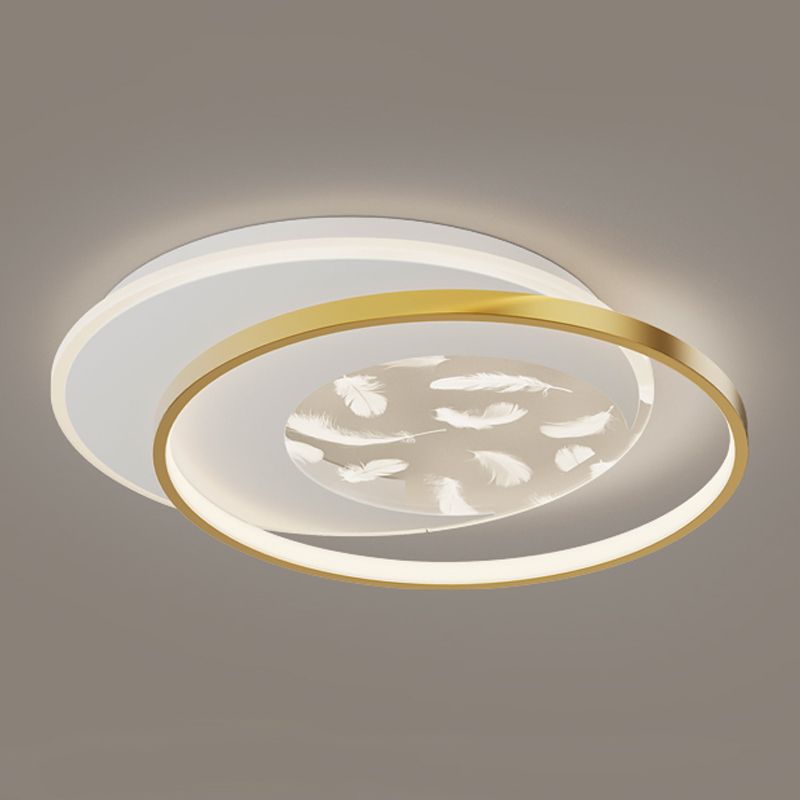 2 Light Circle Ceiling Lamp Modern Style Metal Ceiling Lighting for Dining Room