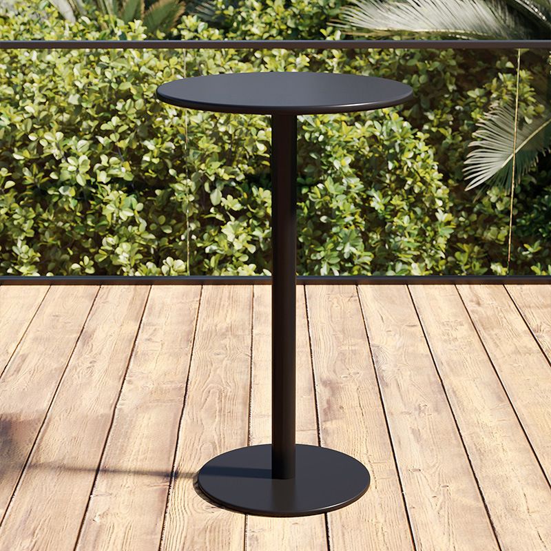 Round Metal Bar Table 41.3"H Industrial Style Outdoor Bar Stool Table with Pedestal