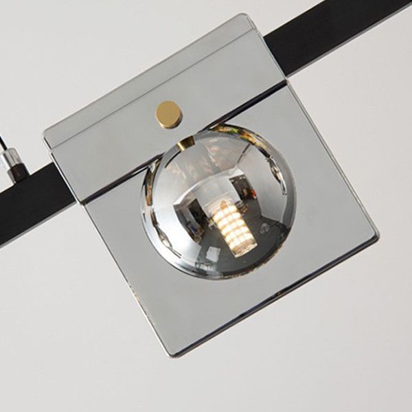 Multiple-Light Rectangular Island Pendant Modern Glass Island Lighting