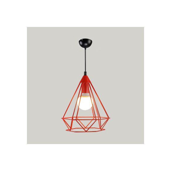 Luz de colgante de estilo moderno Diamond Cage Un solo cabezal colgante Metálico para el hotel