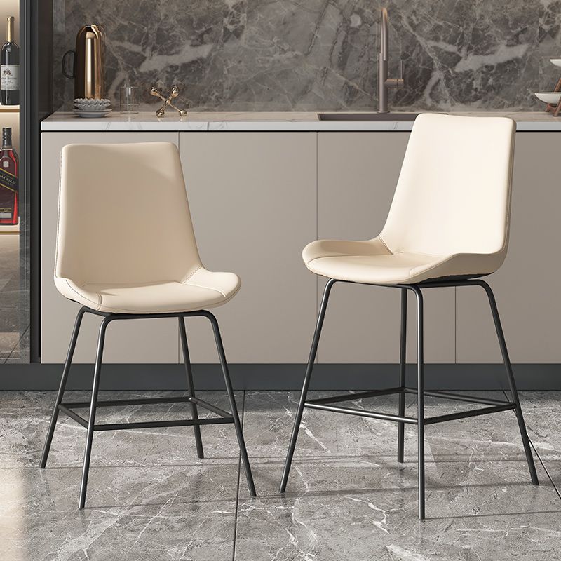 Leather Contemporary Counter & Bar Stools Matte Finish Indoor Stools with Metal Frame