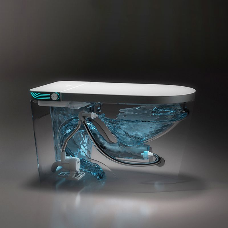 Contemporary Siphon Jet Toilet Bowl Polished Finish All-In-One Toilet