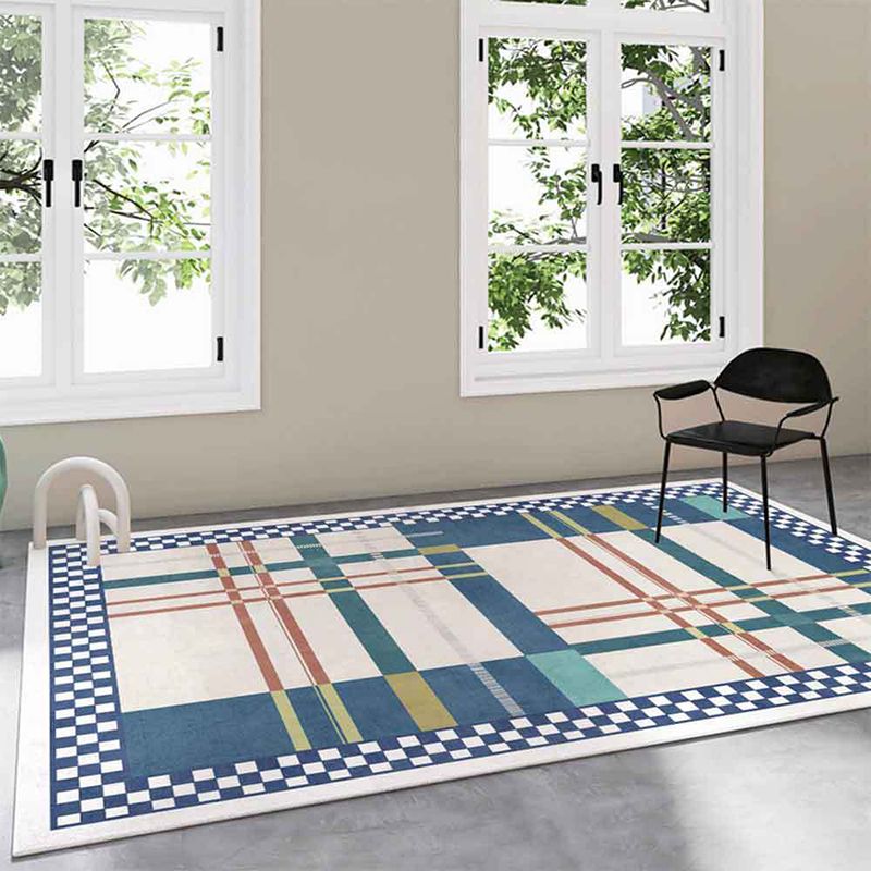 Stylish Contrast Panel Rug Geometric Area Carpet Polyester Stain Resistant Carpet for Home Decor
